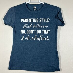 Instant Message Shirt Womens M Blue Heather Parenting Style Short Sleeve Tee